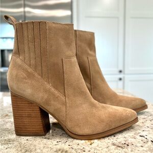 Marc Fisher "Marela" Camel Suede Ankle Booties